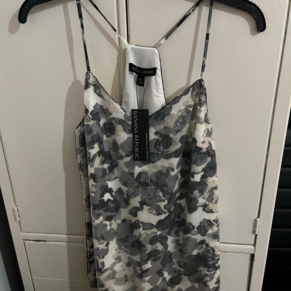Banana Republic Gray and White Camisole Top